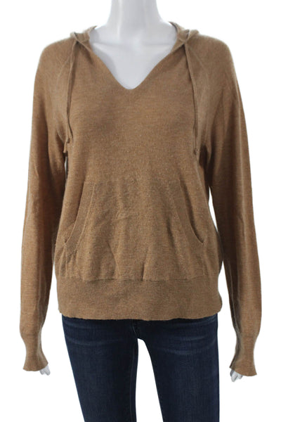 J Crew Womens Cashmere V Neck Pullover Brown Long Sleeve Size M
