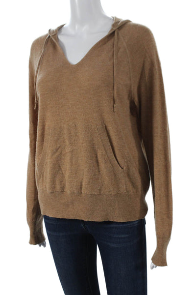 J Crew Womens Cashmere V Neck Pullover Brown Long Sleeve Size M