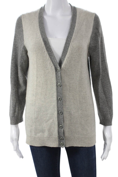 J Crew Women Cashmere Gray V Neck Cardigan Long Sleeve Size L