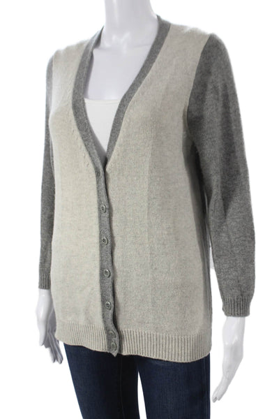 J Crew Women Cashmere Gray V Neck Cardigan Long Sleeve Size L