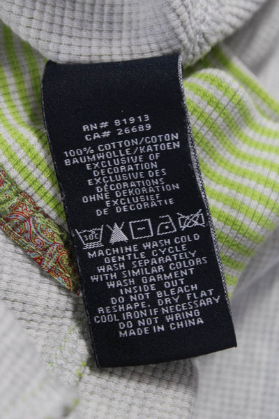 Robert Graham Mens Green Striped Collared Cotton Pullover Size M