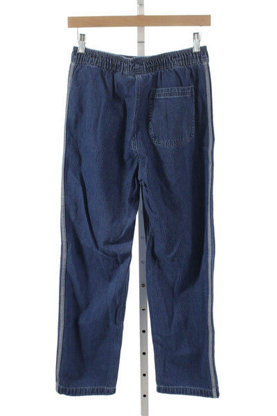 Adidas Girls Drawstring Straight Leg Denim Pants Blue Size 13-14
