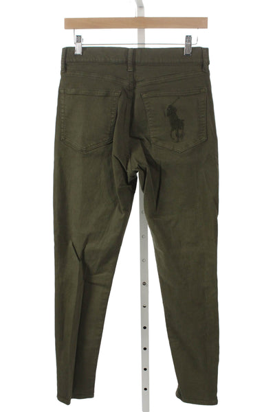 Polo Ralph Lauren Womens Skinny Green Jeans Cotton Inseam 28 Size 29
