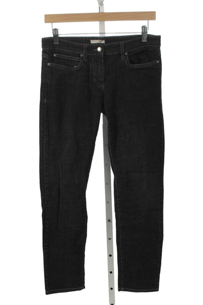 Eileen Fisher Women Straight Jeans Black Cotton Blend Mid Rise 28in Size 6P