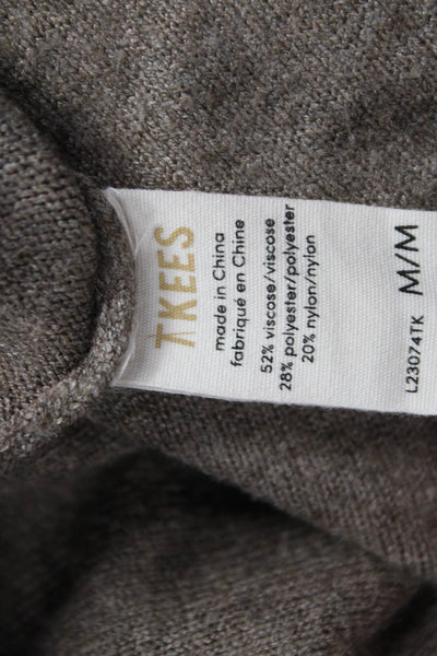 TKEES Women Viscose V Neck Pullover Brown Long Sleeve Size M