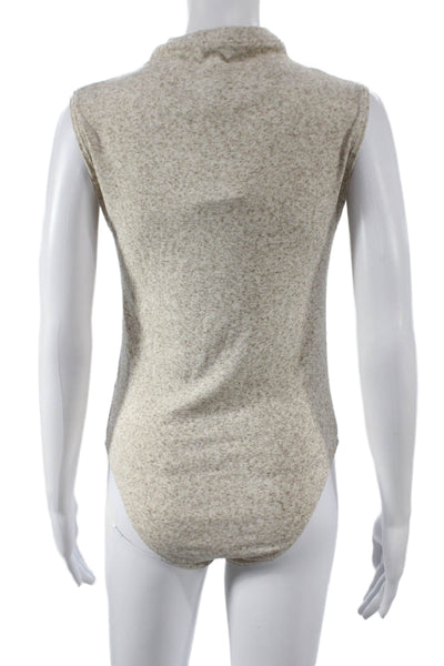 Zara Women Sleeveless One Piece Bodysuit Beige Round Neck Elastane Size M