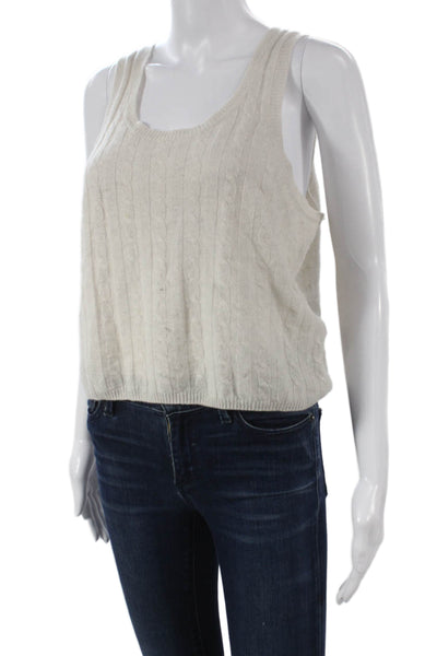 525 Womens Cashmere Cable Knit Scoop Neck Sleeveless Vest Beige Size M