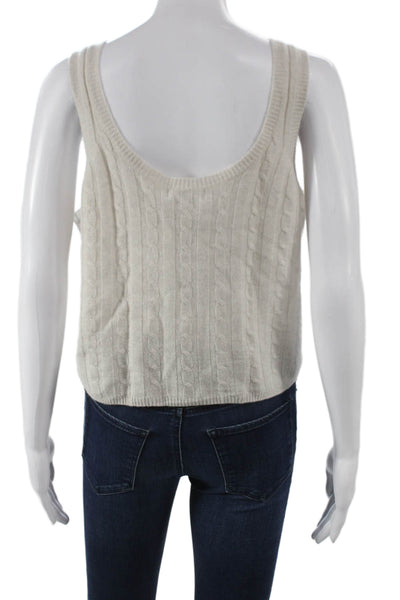 525 Womens Cashmere Cable Knit Scoop Neck Sleeveless Vest Beige Size M