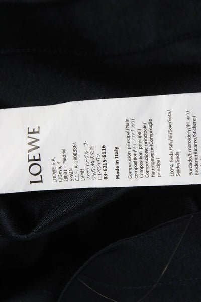 Loewe Womens Silk Collared Button-Up Blouse Black Long Sleeve Basic Size S