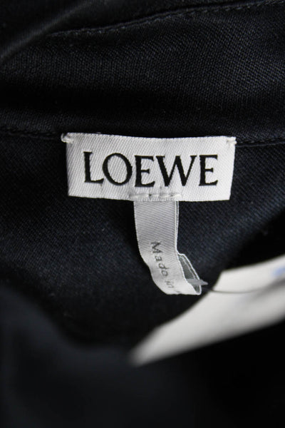 Loewe Womens Silk Collared Button-Up Blouse Black Long Sleeve Basic Size S