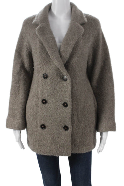 Demylee Womens Pea Coat Gray Yak Button Long Sleeve Size XS