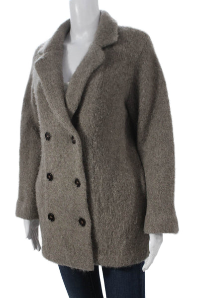 Demylee Womens Pea Coat Gray Yak Button Long Sleeve Size XS