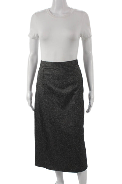 Zara Women Straight Pencil Skirt Gray Herringbone Polyester Zip Size L