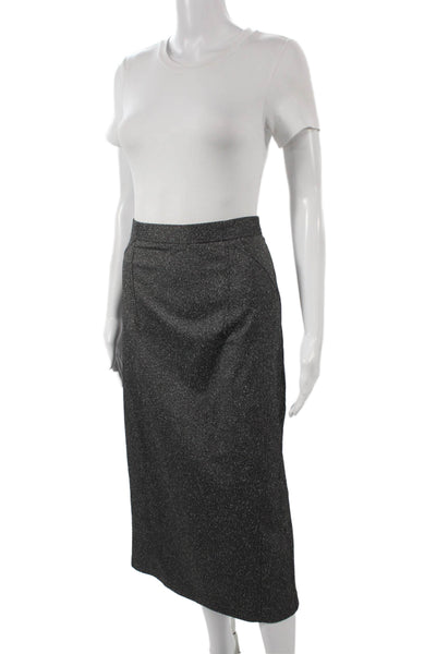 Zara Women Straight Pencil Skirt Gray Herringbone Polyester Zip Size L