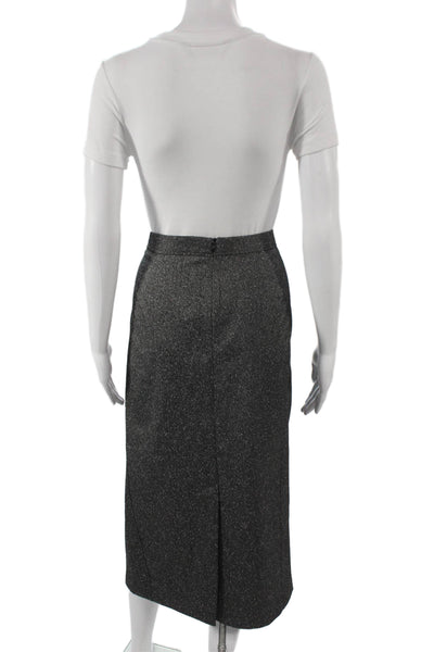 Zara Women Straight Pencil Skirt Gray Herringbone Polyester Zip Size L