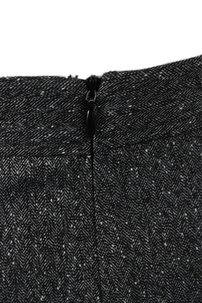 Zara Women Straight Pencil Skirt Gray Herringbone Polyester Zip Size L