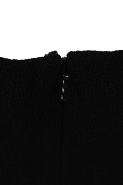 Lela Rose Women Sheath Dress Black Wool Square Neck Sleeveless Zip Size 16