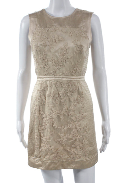 BCBGMAXAZRIA Women Sheath Floral Silk Knee Length Sleeveless Dress Size 2