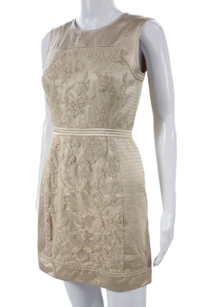 BCBGMAXAZRIA Women Sheath Floral Silk Knee Length Sleeveless Dress Size 2