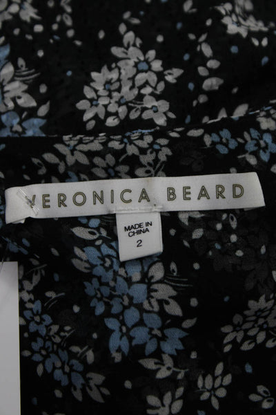 Veronica Beard Women Wrap Dress Black V-Neck Short Sleeve Knee-Length Size 2