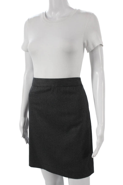 Theory Womens Herringbone Wool Straight Pencil Mini Skirt Gray Size 0