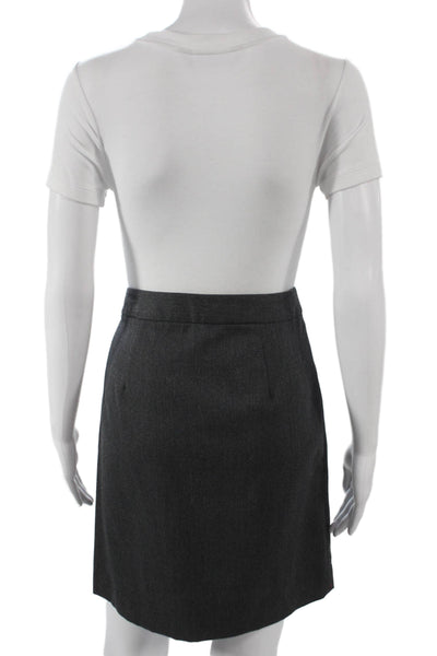 Theory Womens Herringbone Wool Straight Pencil Mini Skirt Gray Size 0