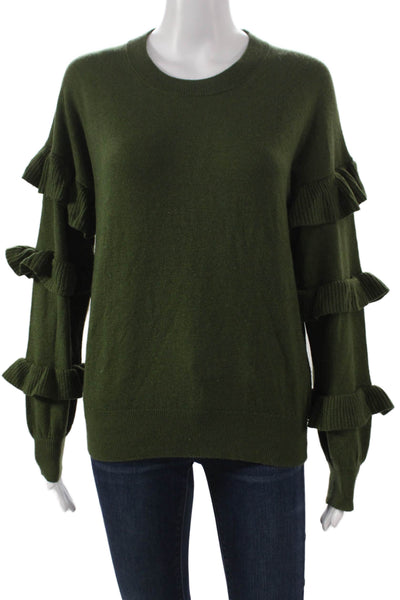 J Crew Womens Pullover Sweater Green Wool Crew Neck Long Sleeve Size S