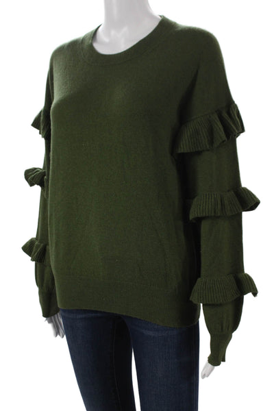 J Crew Womens Pullover Sweater Green Wool Crew Neck Long Sleeve Size S