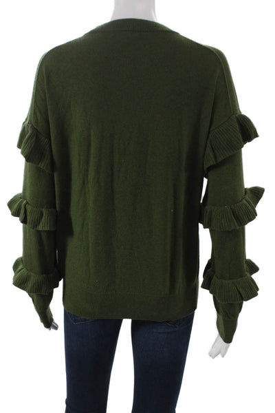 J Crew Womens Pullover Sweater Green Wool Crew Neck Long Sleeve Size S