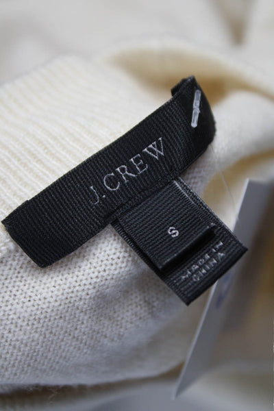 J Crew Women Pullover Cashmere Sweater Crew Neck Ivory Long Sleeve Size S