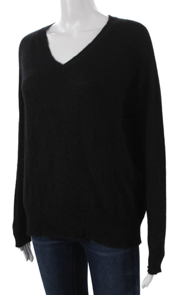 Aqua Cashmere Womens V-Neck Cashmere Pullover Skull Black Size XS