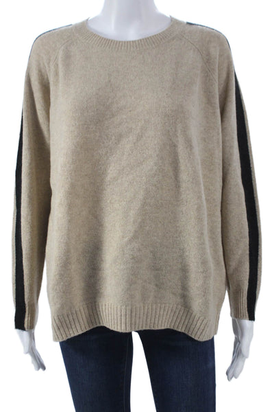 Madewell Womens Pullover Sweater Merino Wool Striped Crew Neck Beige Size XS