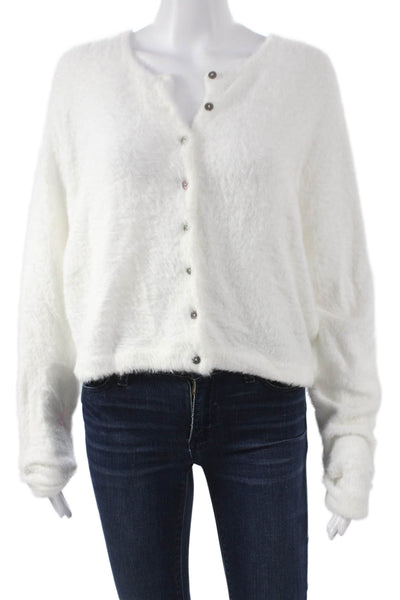 FP One by Free People Womens Cardigan White V Neck Nylon Long Sleeve Size XS