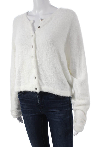 FP One by Free People Womens Cardigan White V Neck Nylon Long Sleeve Size XS