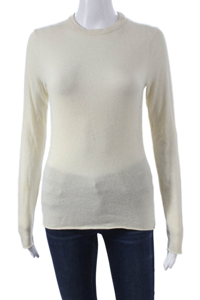 J Crew Womens Ivory Cashmere Crew Neck Pullover Long Sleeve Size XS