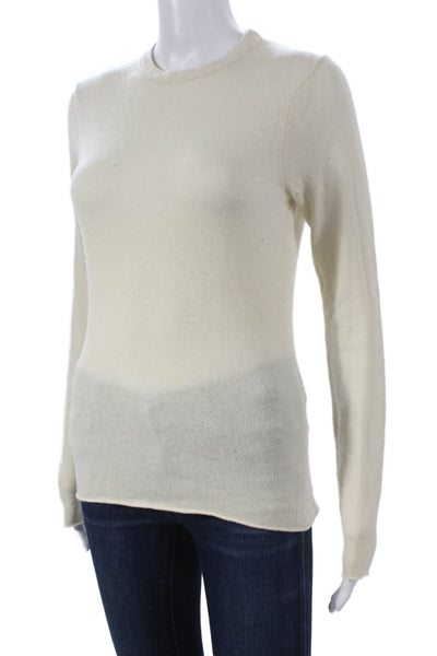 J Crew Womens Ivory Cashmere Crew Neck Pullover Long Sleeve Size XS