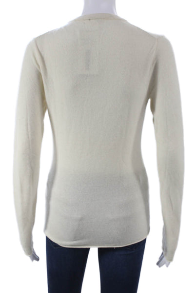 J Crew Womens Ivory Cashmere Crew Neck Pullover Long Sleeve Size XS