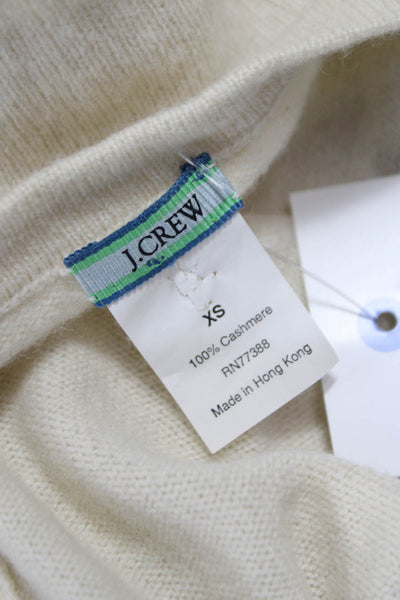 J Crew Womens Ivory Cashmere Crew Neck Pullover Long Sleeve Size XS