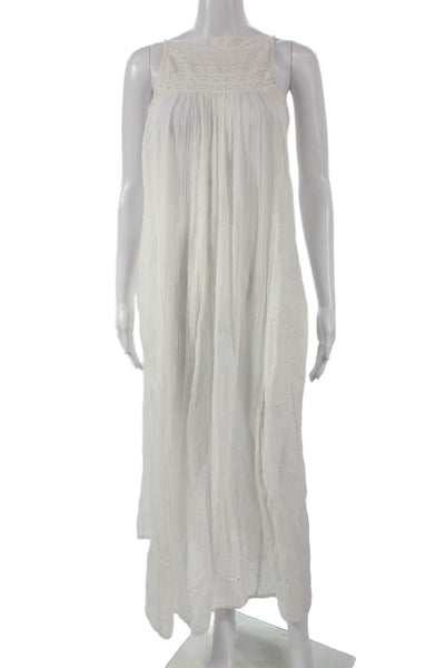 Star Mela Womens Maxi Dress White Square Neck Sleeveless Cotton Size M
