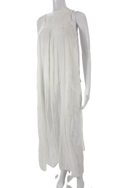 Star Mela Womens Maxi Dress White Square Neck Sleeveless Cotton Size M