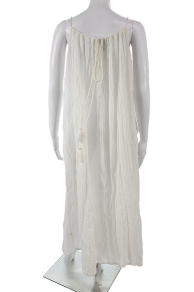 Star Mela Womens Maxi Dress White Square Neck Sleeveless Cotton Size M