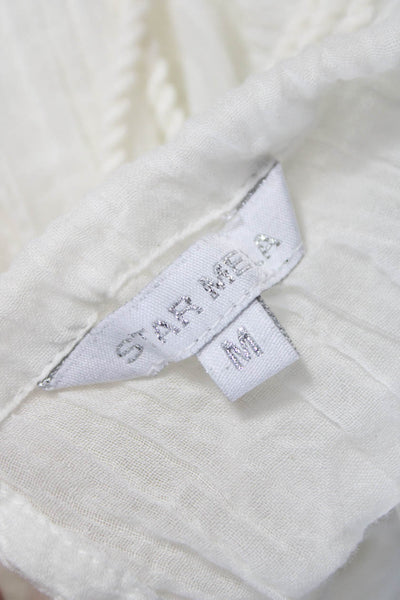 Star Mela Womens Maxi Dress White Square Neck Sleeveless Cotton Size M