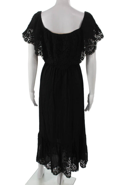 Nightcap Clothing Womens Maxi Dress Black Rayon Square Neck Short Sleeve Size 4