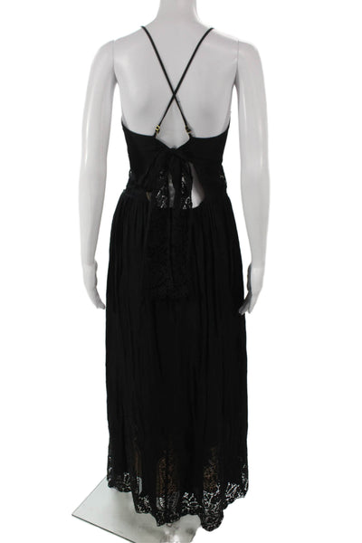 Nightcap Clothing Women Black Maxi Dress V-Neck Sleeveless Rayon Zip Size 3