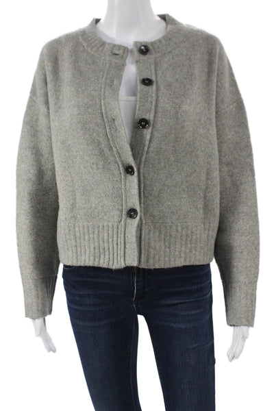 Zara Women Cardigan Gray Acrylic Crew Neck Long Sleeve Size S