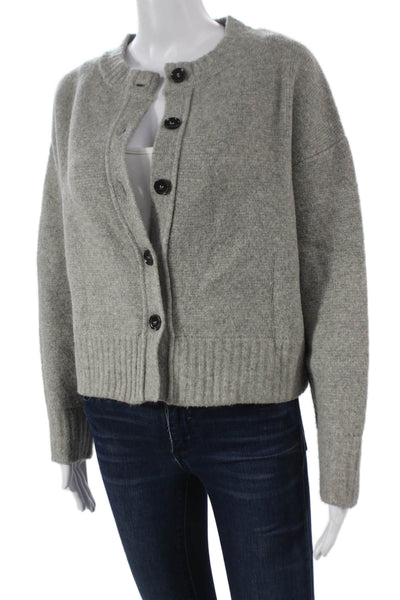 Zara Women Cardigan Gray Acrylic Crew Neck Long Sleeve Size S