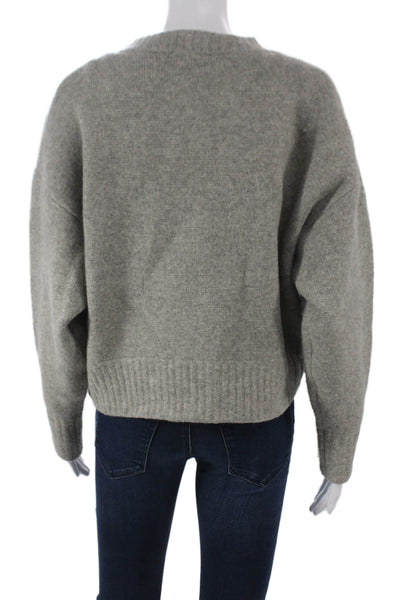 Zara Women Cardigan Gray Acrylic Crew Neck Long Sleeve Size S