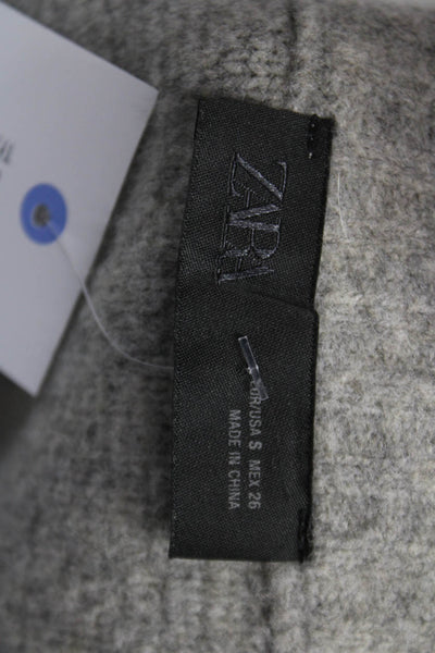 Zara Women Cardigan Gray Acrylic Crew Neck Long Sleeve Size S