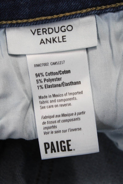 Paige Women Blue High Rise Ankle Jeans Cotton Inseam 30 Size 28