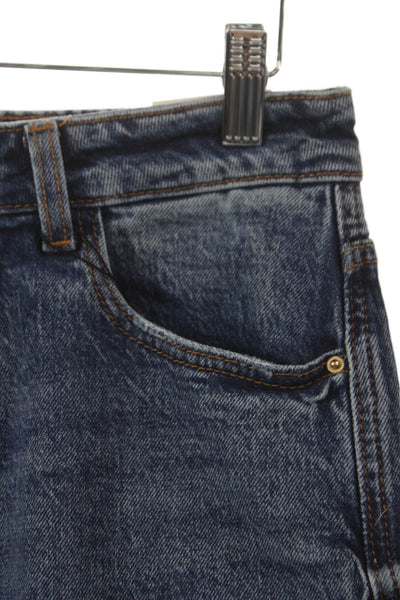 Zara Women Tapered Jeans High Rise Blue Cotton Button Closure Size 8